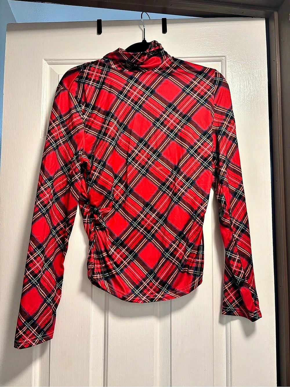 Plaid Long Sleeve Top Red & Black Large Like New